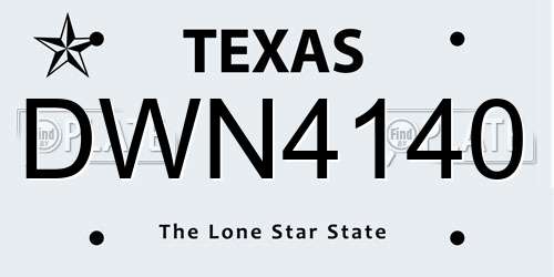 DWN4140 Texas License Plate