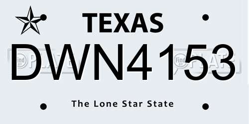 DWN4153 Texas License Plate