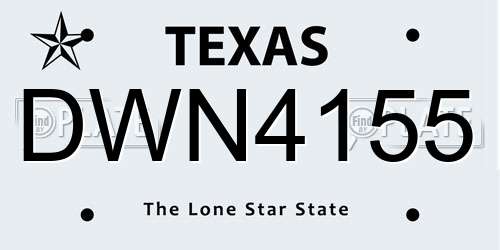 DWN4155 Texas License Plate