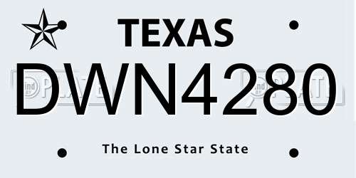 DWN4280 Texas License Plate