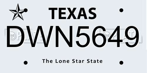 DWN5649 Texas License Plate