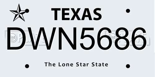 DWN5686 Texas License Plate