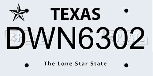 DWN6302 Texas License Plate