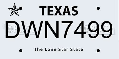 DWN7499 Texas License Plate
