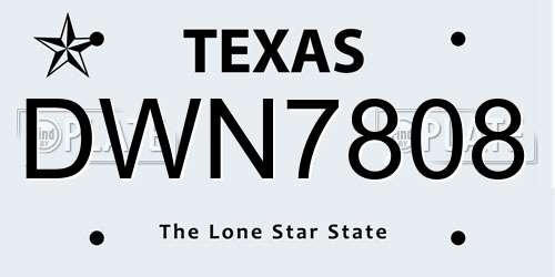 DWN7808 Texas License Plate
