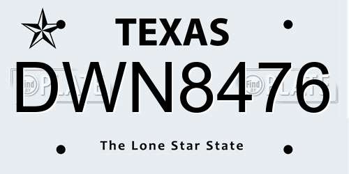 DWN8476 Texas License Plate