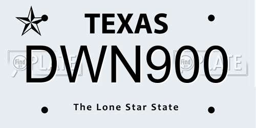 DWN900 Texas License Plate