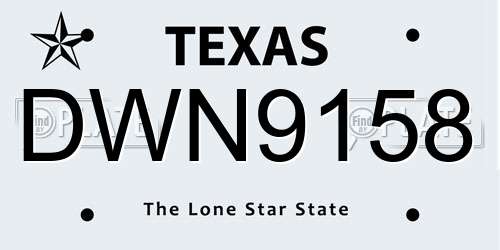 DWN9158 Texas License Plate