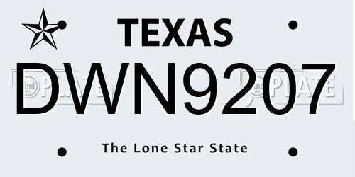 DWN9207 Texas License Plate