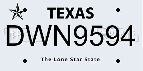 DWN9594 Texas License Plate