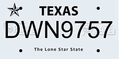 DWN9757 Texas License Plate