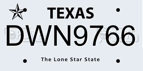 DWN9766 Texas License Plate