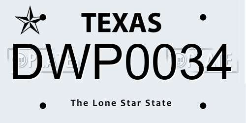 DWP0034 Texas License Plate