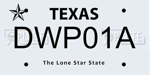 DWP01A Texas License Plate