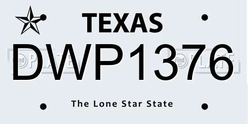 DWP1376 Texas License Plate