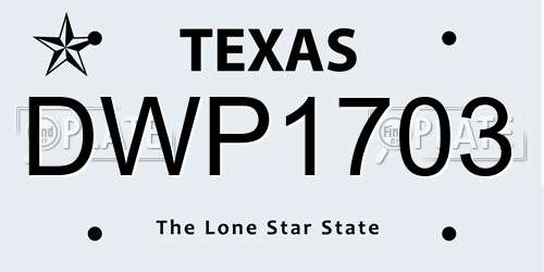 DWP1703 Texas License Plate