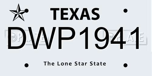 DWP1941 Texas License Plate