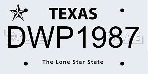 DWP1987 Texas License Plate
