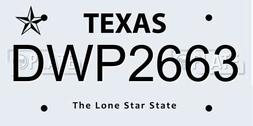 DWP2663 Texas License Plate