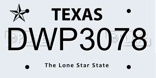 DWP3078 Texas License Plate