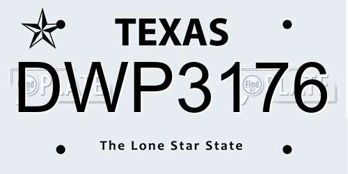 DWP3176 Texas License Plate