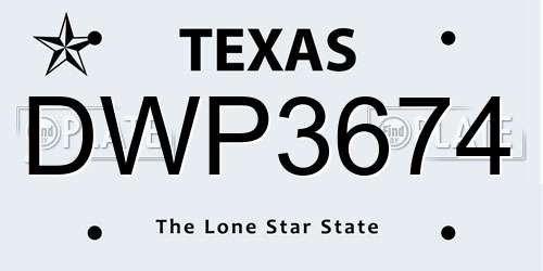 DWP3674 Texas License Plate