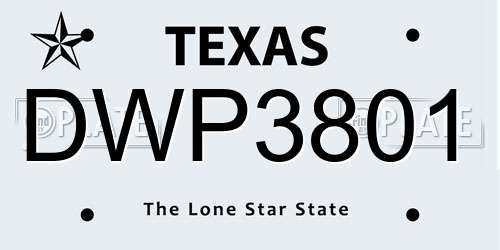 DWP3801 Texas License Plate