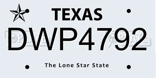 DWP4792 Texas License Plate