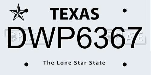 DWP6367 Texas License Plate