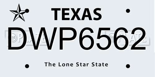 DWP6562 Texas License Plate