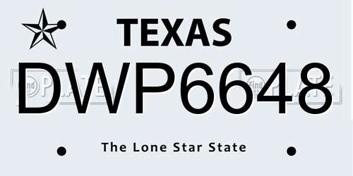 DWP6648 Texas License Plate