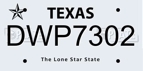 DWP7302 Texas License Plate