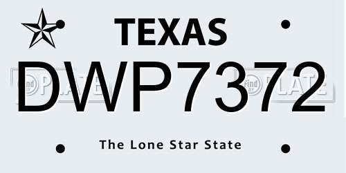 DWP7372 Texas License Plate