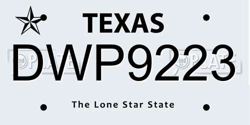 DWP9223 Texas License Plate