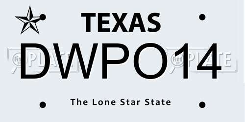 DWPO14 Texas License Plate