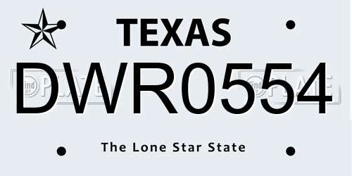 DWR0554 Texas License Plate
