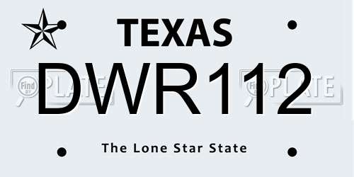 DWR112 Texas License Plate