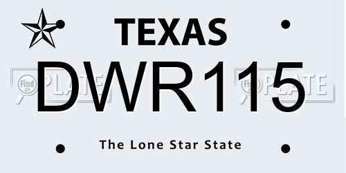 DWR115 Texas License Plate