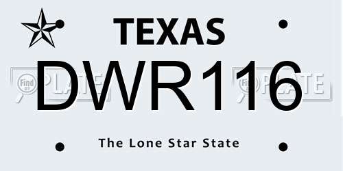 DWR116 Texas License Plate