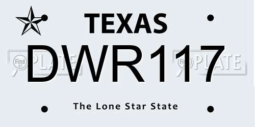 DWR117 Texas License Plate
