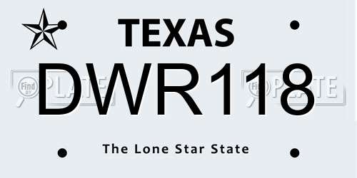 DWR118 Texas License Plate