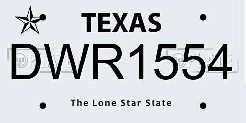 DWR1554 Texas License Plate