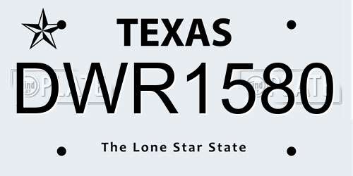 DWR1580 Texas License Plate