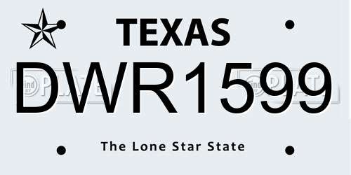 DWR1599 Texas License Plate