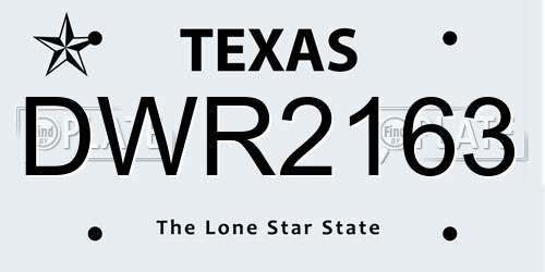DWR2163 Texas License Plate