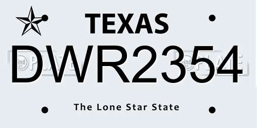 DWR2354 Texas License Plate