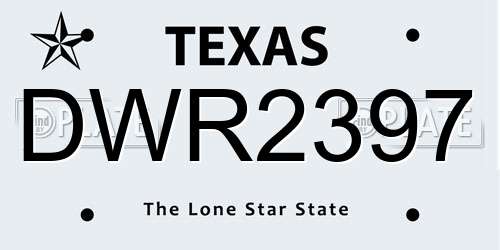 DWR2397 Texas License Plate
