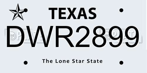 DWR2899 Texas License Plate