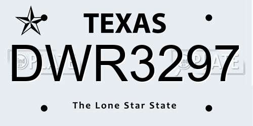 DWR3297 Texas License Plate