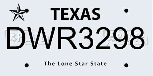 DWR3298 Texas License Plate